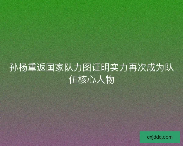 孙杨重返国家队力图证明实力再次成为队伍核心人物 孙杨重返国家队力图证明实力再次成为队伍核心人物